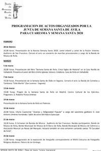 Programa Actos Semana Santa Ávila 2020