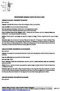 Itinerarios SEMANA SANTA DE ÁVILA 2020